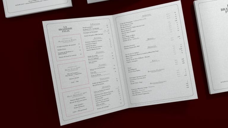 Brasserie Felix - Carte et Menu - studio 247